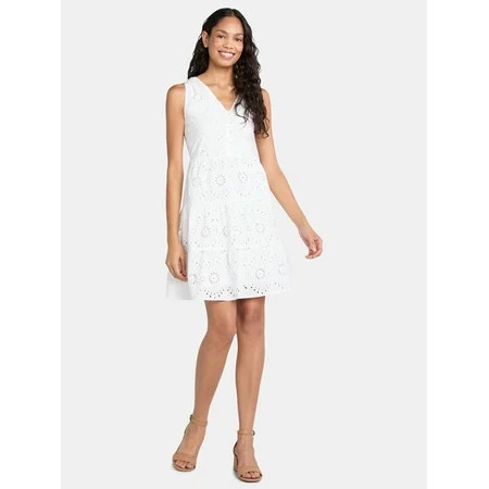 Time and Tru Women's Sleeveless Eyelet Dress, Sizes XS-XXXL | Walmart (US)
