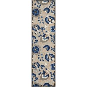 Nourison Aloha 2' x 6' Natural/Blue Outdoor Indoor/Outdoor Rug | Cymax