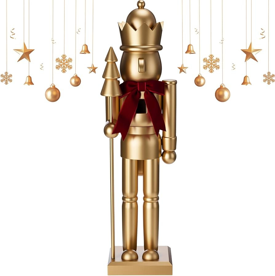 Blosssound 15" Gold Christmas Nutcracker Decor Neutral Figurine, King | Amazon (US)