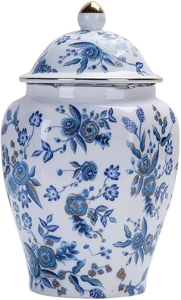 ROBMET Ceramic Ginger Jars, Blue and White Porcelain Living Room Soft Decorations, Living Room De... | Amazon (US)