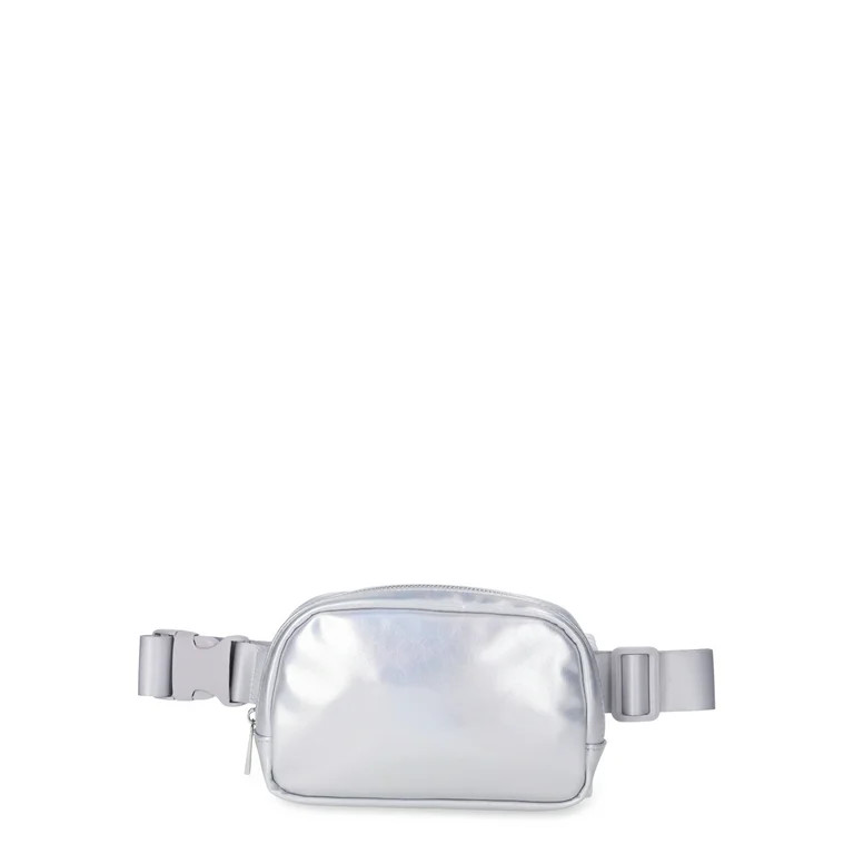 No Boundaries Women's Hands Free Fanny Pack Handbag, Silver Holographic | Walmart (US)