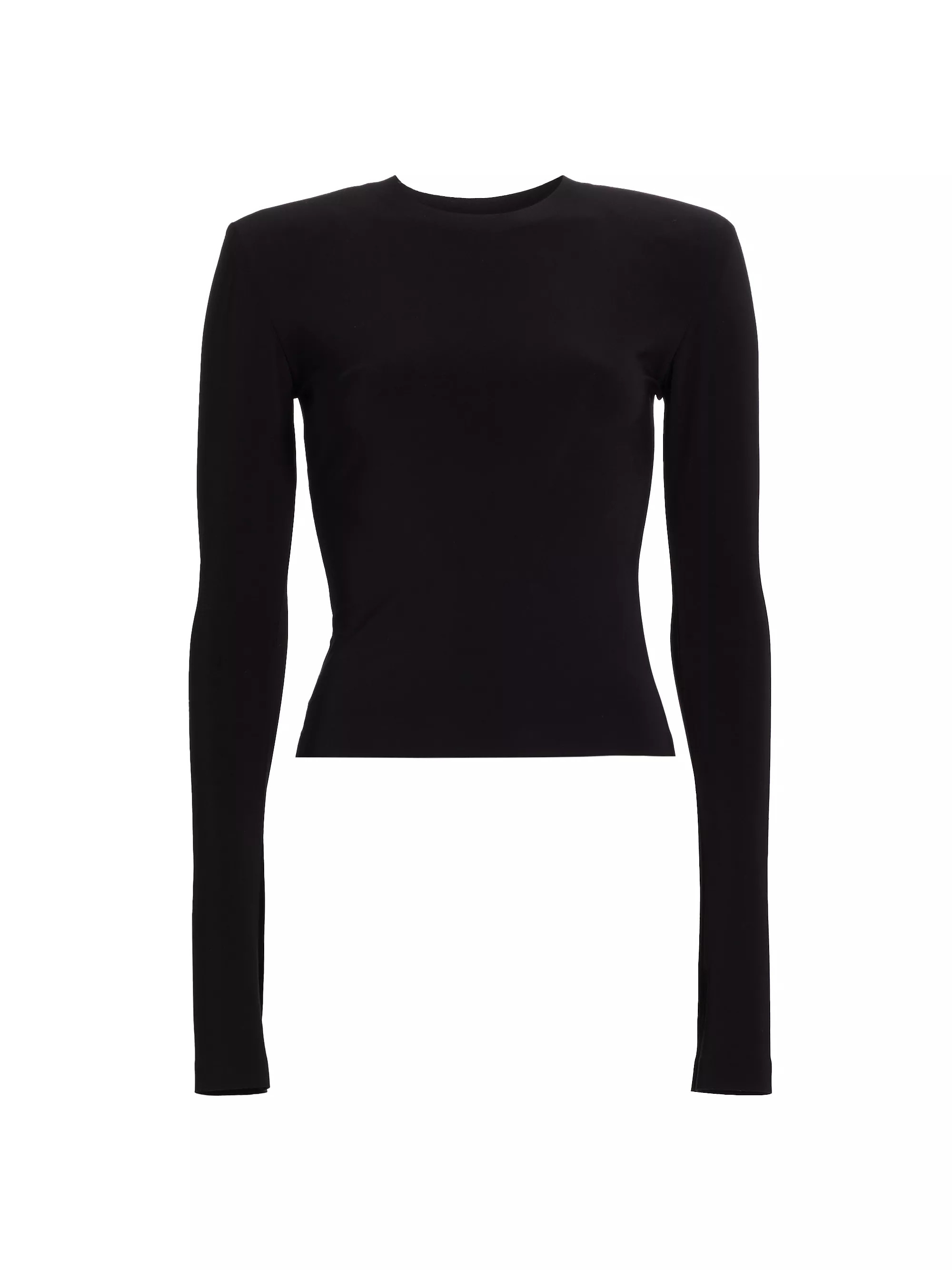 Shop Norma Kamali Shoulder-Pad Crewneck Top | Saks Fifth Avenue | Saks Fifth Avenue