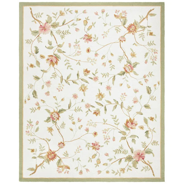 Kinchen Hand Hooked Wool Floral Rug | Wayfair North America