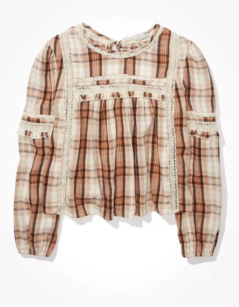 AE High-Neck Babydoll Blouse | American Eagle Outfitters (US & CA)