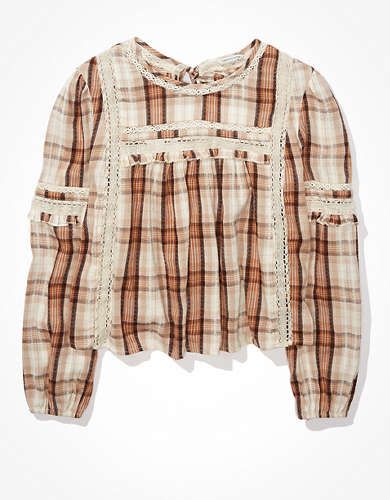 AE High-Neck Babydoll Blouse | American Eagle Outfitters (US & CA)