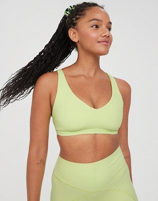 OFFLINE By Aerie Ribbed Plunge Sports Bra | Aerie