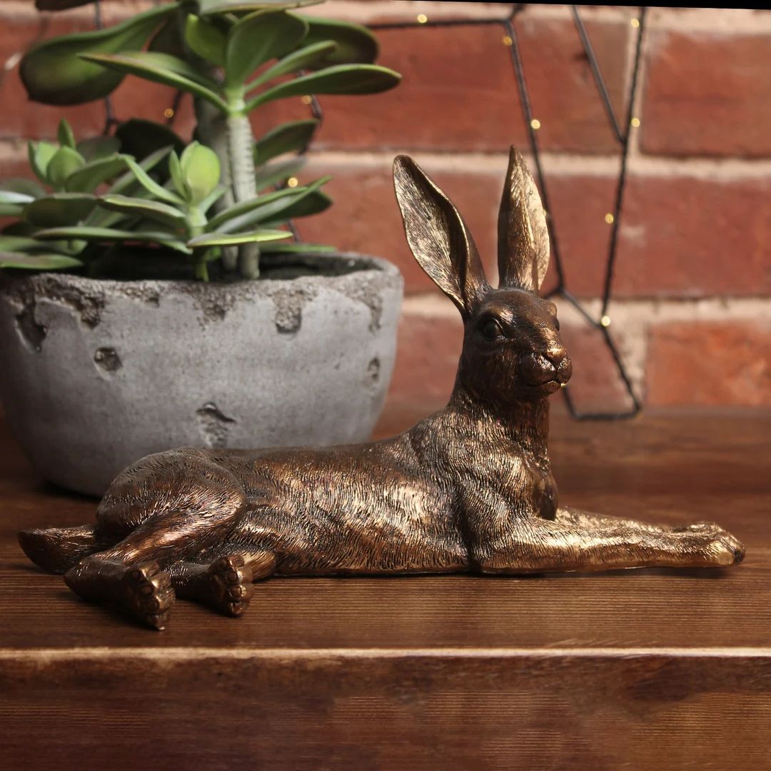 Gold Hare Ornament  Lying Hare Rabbit Antique Finish - Etsy | Etsy (US)