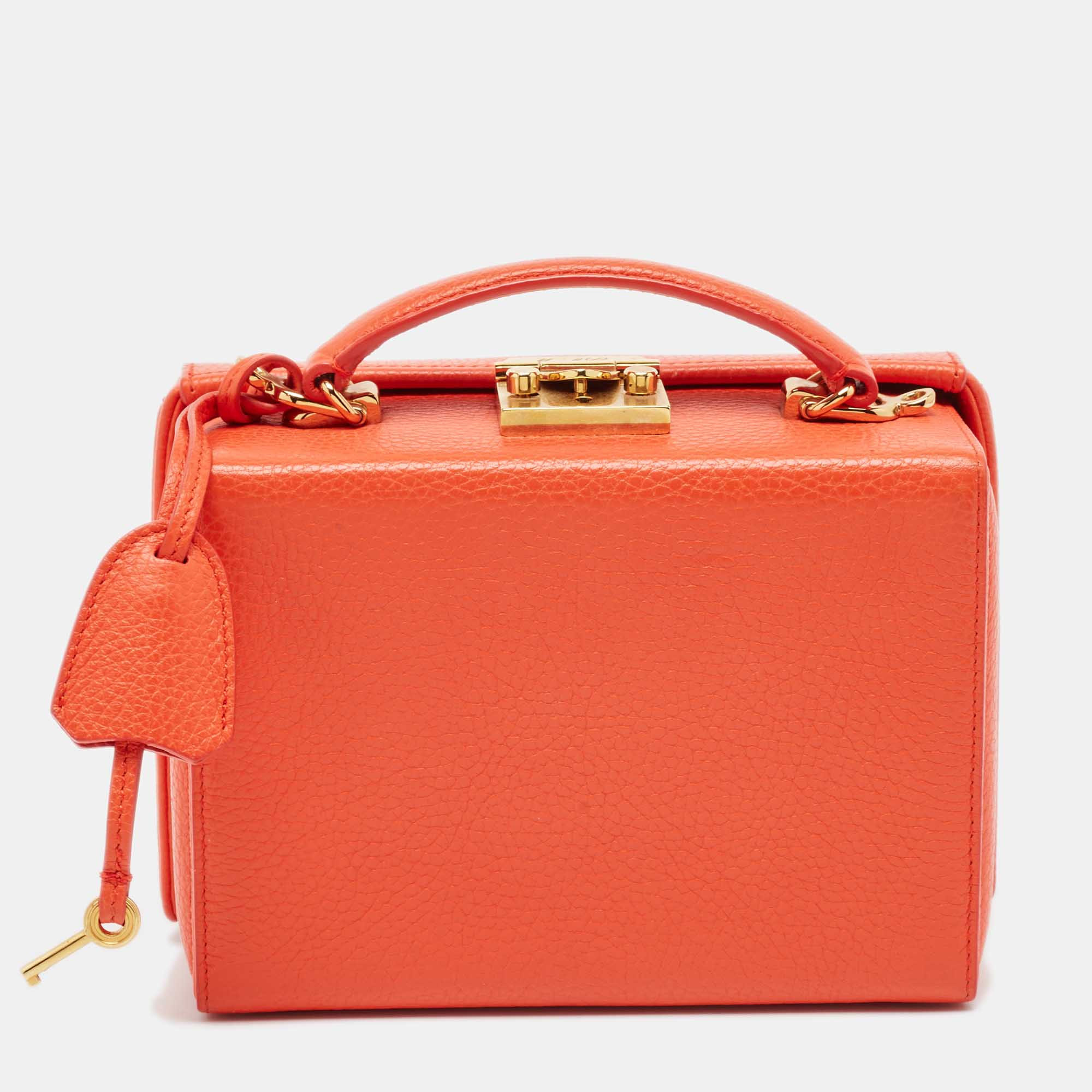 Mark Cross Orange Leather Grace Box Bag | Shop Simon