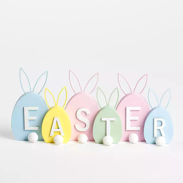 Colorful Easter Bunnies Tabletop Sign | Kirkland's Home