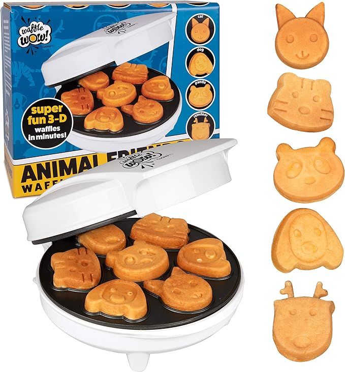 Animal Mini Waffle Maker- Makes 7 Fun, Different Shaped Pancakes Including a Cat, Dog, Reindeer &... | Amazon (US)