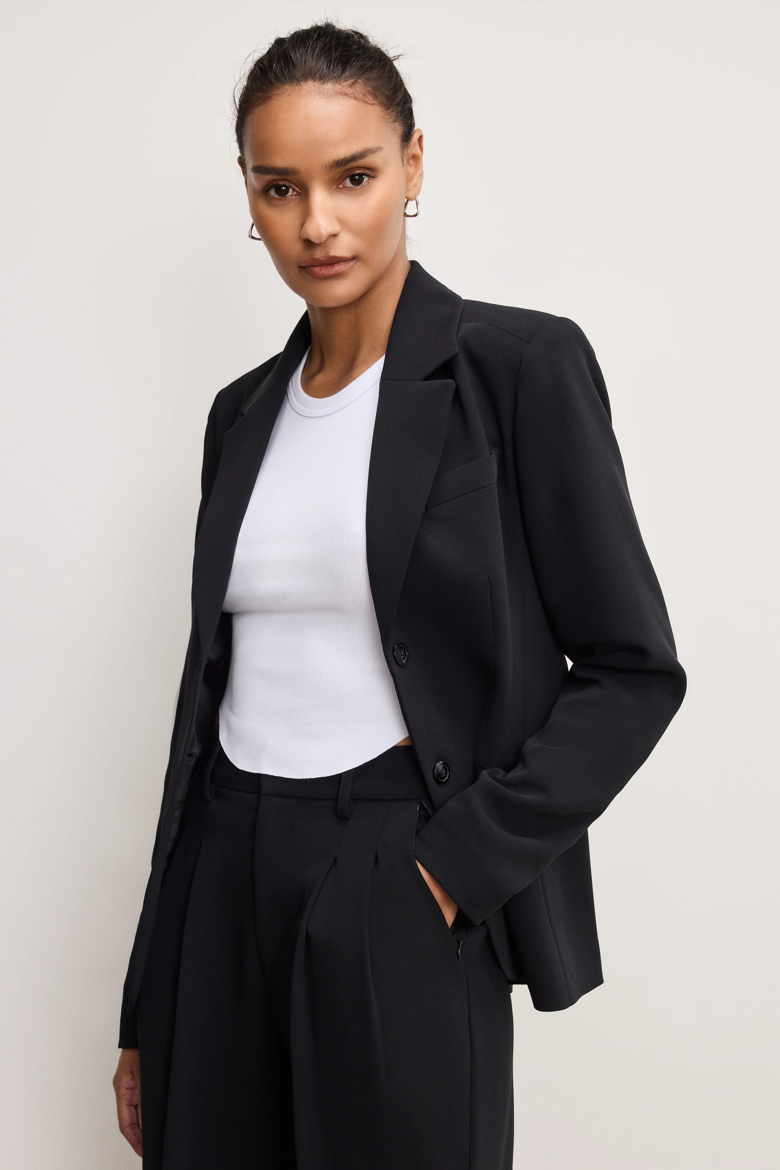 LUXE SUITING BLAZER | BLACK001 - GOOD AMERICAN | Good American