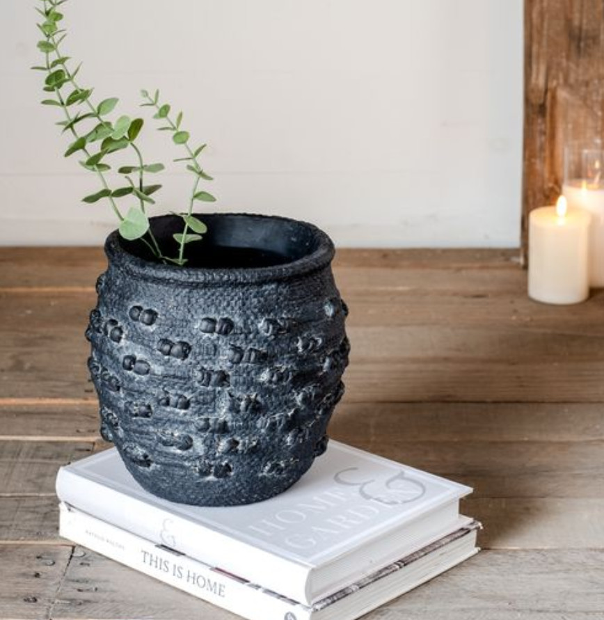 Black Textured Vase | Fiddle & Fig
