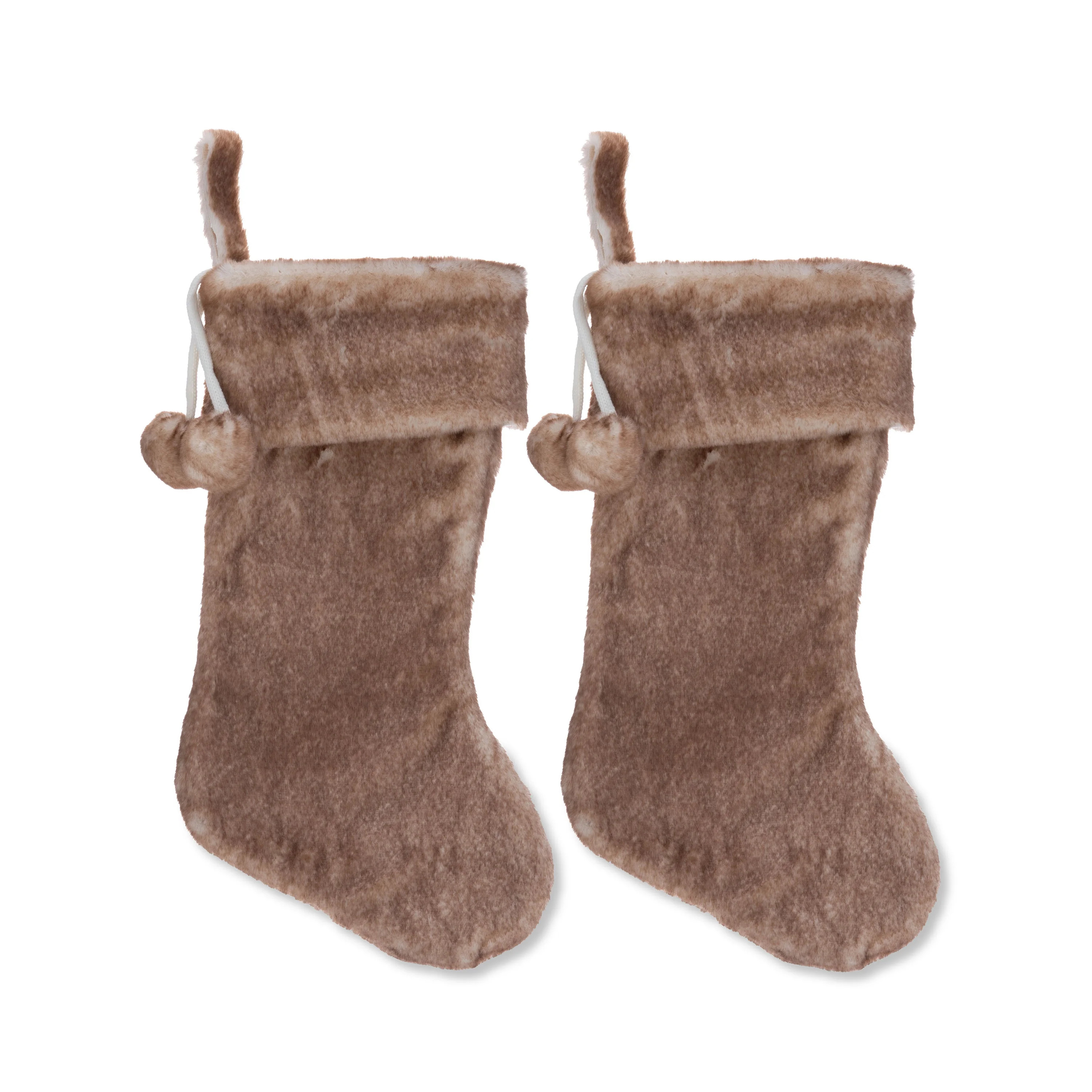 Brown Faux Fur Christmas Stocking, 20 in, 2 Pack, by Holiday Time - Walmart.com | Walmart (US)