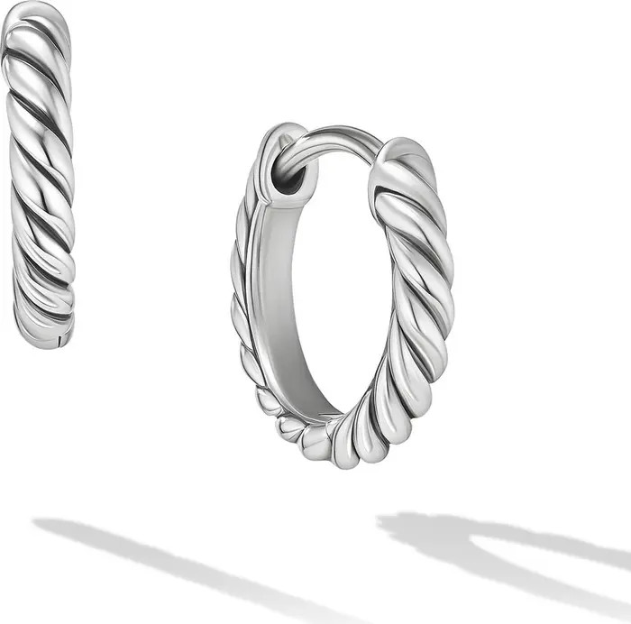 Sculpted Cable Micro Huggie Hoop Earrings in Sterling Silver, 10.7mm | Nordstrom