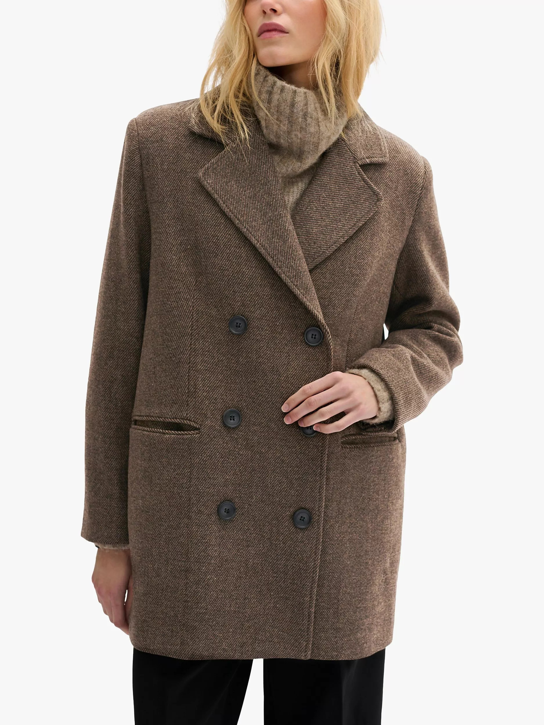 MY ESSENTIAL WARDROBEFrannie Wool Blend Coat, Seal Brown Melange | John Lewis (UK)