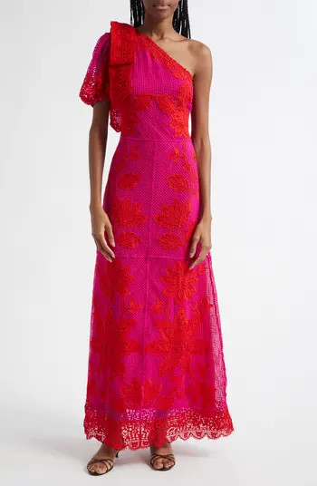FARM Rio Guipuire Lace One-Shoulder Maxi Dress | Nordstrom | Nordstrom
