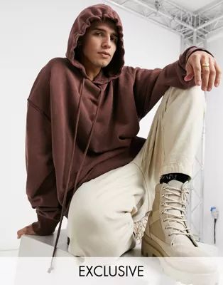 COLLUSION oversized hoodie with contrast seam detail in brown garment dye | ASOS (Global)
