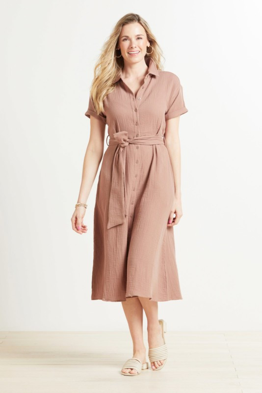 EVEREVE Hailey Gauze Button Down Dress | EVEREVE | Evereve