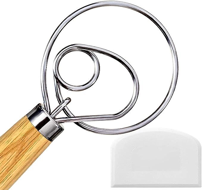 Danish Dough Whisk, Dutch Style Bread Whisk For Dough Cooking Kitchen with Stainless Steel Danish... | Amazon (US)
