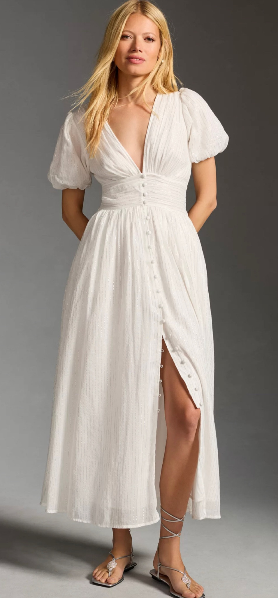 white flower bridal shower dress Jane Summers Anna Designer Modern Short White Wedding and Chic Bridal Party Dress 8 / Buttons main image 1