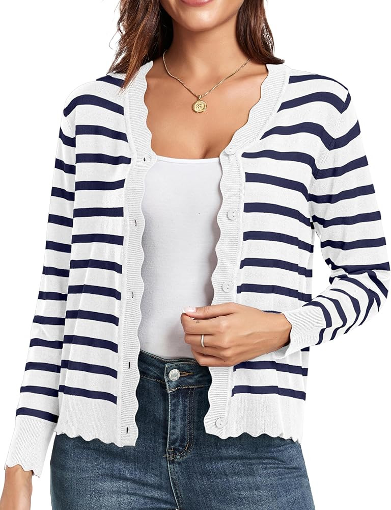 GRECERELLE Women's Long Sleeve V-Neck Button Down Cardigan Knit Shrugs Sweater | Amazon (US)