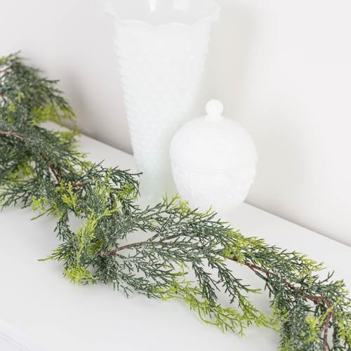 Factory Direct Craft 6 Feet of Snowy Artificial Cedar Garland - Vinyl Weather Resistant Juniper Christmas Pine Garland for Holiday Decoration | Amazon (US)