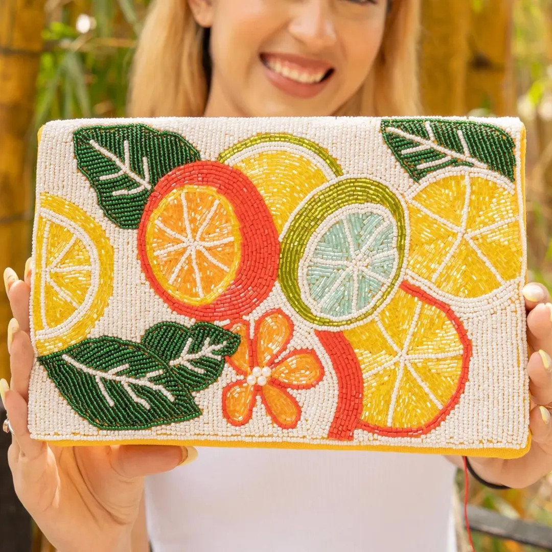 Citrus Bead Clutch Purse, Summer Crossbody Purse, Beaded Clutch Purse, Tropical Beaded Bag, Cross... | Etsy (US)