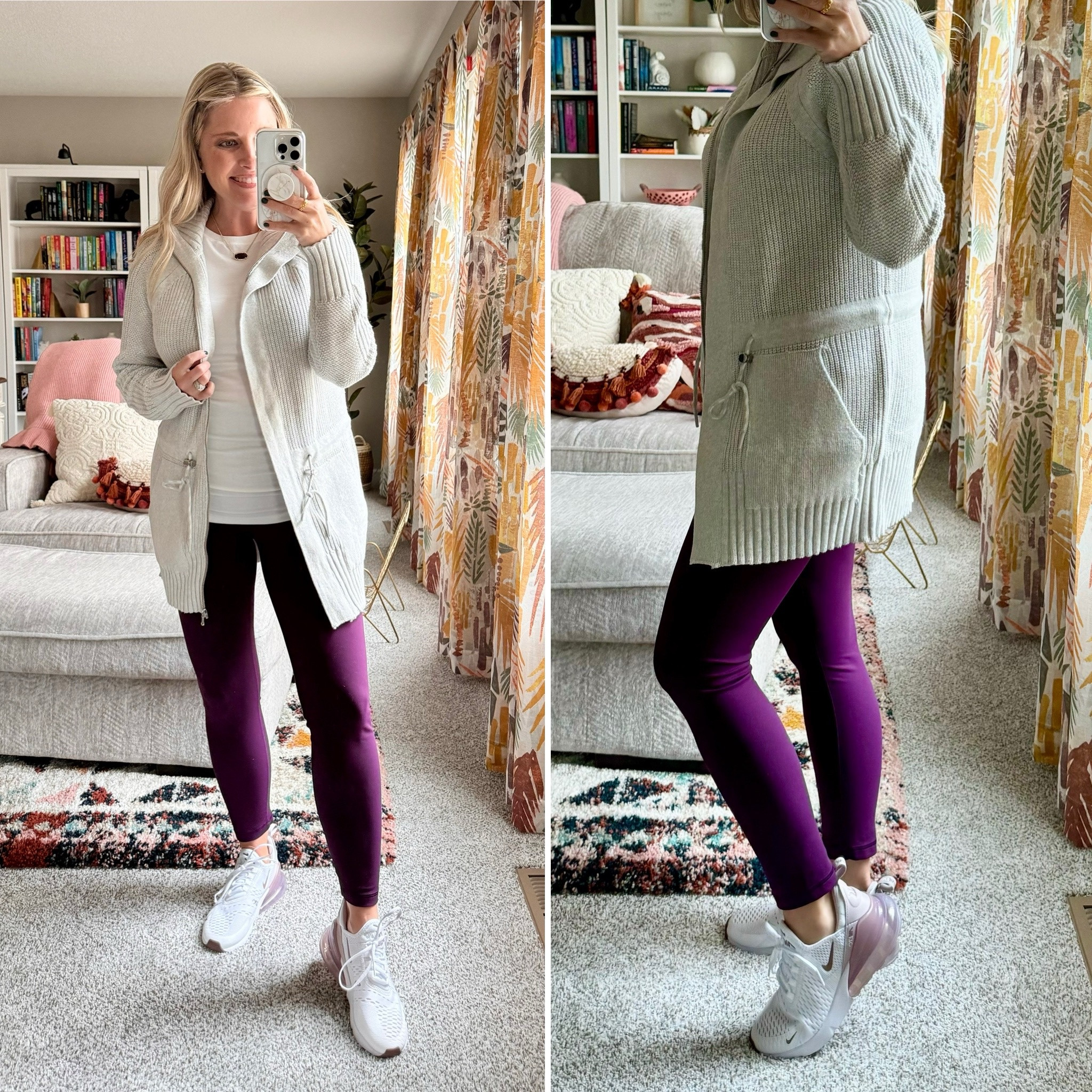 Casual #OOTD // My sweater jacket is included in the LOFT 50% off sale! Fits TTS. Bump friendly! I’m wearing the CRZ YOGA maternity leggings, but linked the non-maternity version also - ⭐️⭐️⭐️⭐️⭐️! 

#LTKSeasonal #LTKBump #LTKFallSale