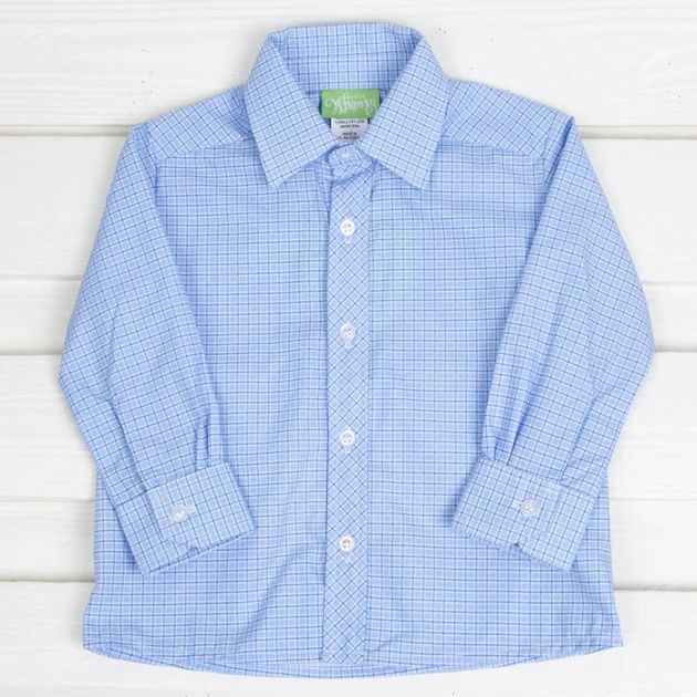 Button Down Shirt Light Blue Plaid | Classic Whimsy