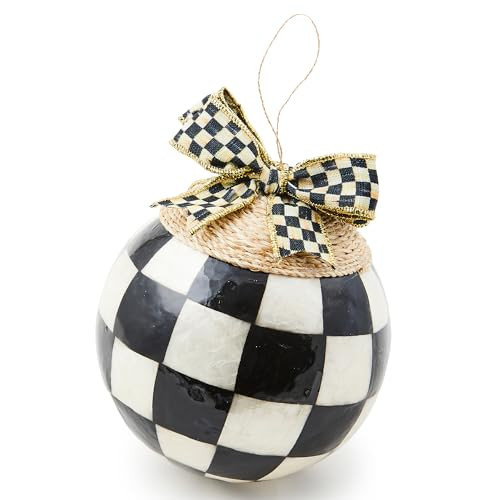MACKENZIE-CHILDS Check Capiz Ball Ornament, Lightweight Christmas-Tree Ornament, Hanging Capiz Christmas Ornament, 5 Inches, Set of 1 | Amazon (US)