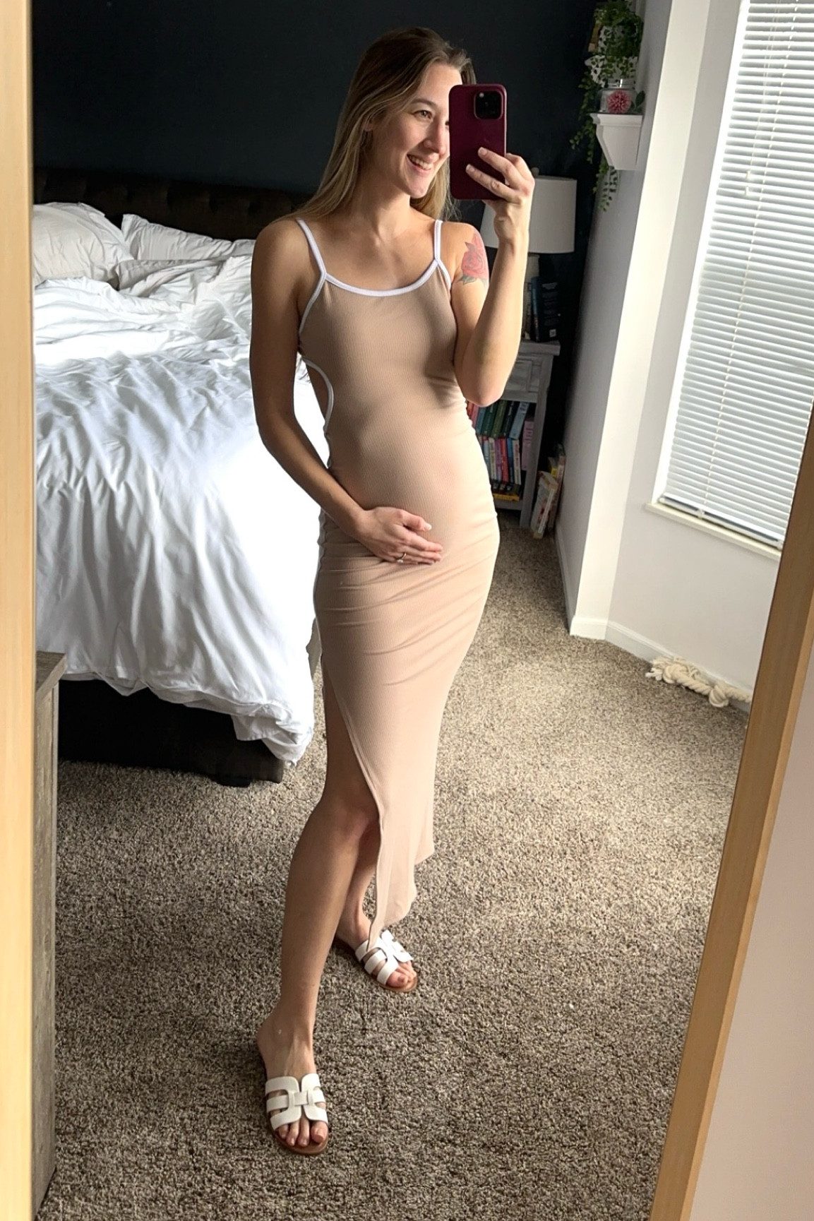 Perfect dress from LuLus to show off the bump! Linking the bra pasties I talked about in stories as well, huge game changer! Wearing XS in dress