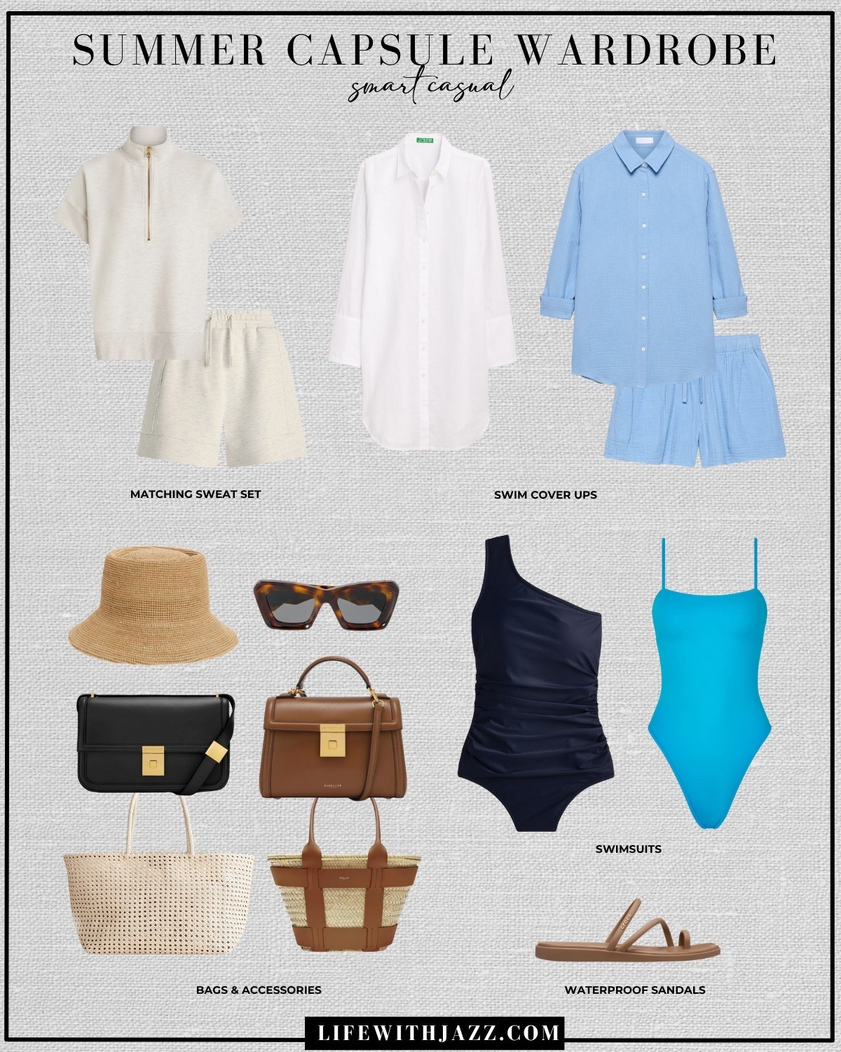 My summer 2025 capsule — pt.6 matching sweat sets, coverups, accessories, swimsuits 

Matching sweat set / swim cover ups / beach cover up / straw hat / tortoise sunglasses / purses / straw tote / Demellier / Madewell / one piece swimsuits / crocs sandals / src25 

#LTKTravel #LTKSeasonal