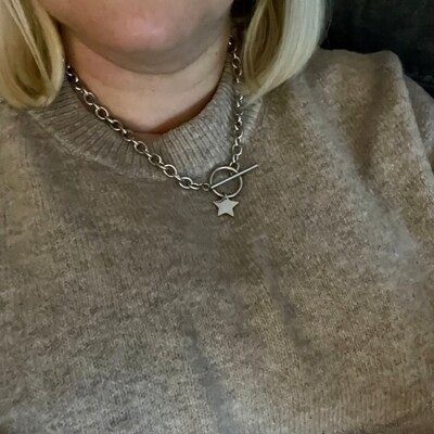 Silver Toggle Bar Chunky Choker Necklace Chunky T-bar Chain - Etsy UK | Etsy (UK)