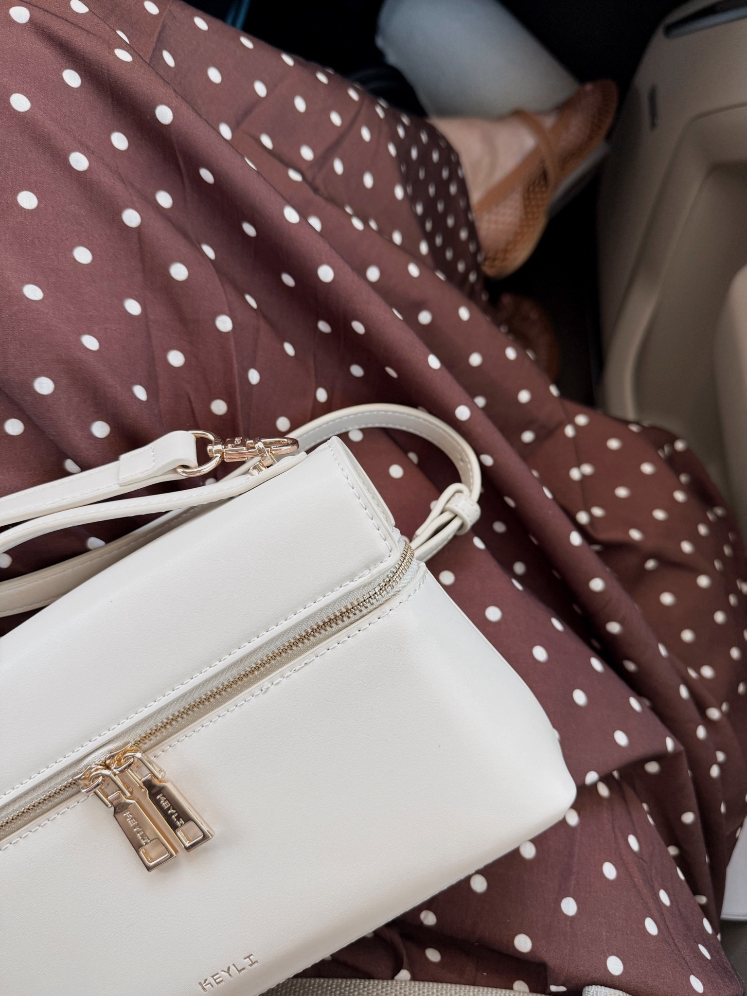 Polkadot maxi dress Amazon find by BarbiGia. Cream double zip crossbody bag. Sunday Easter dress outfit idea on sale 

#LTKootd #LTKWedding #LTKSaleAlert