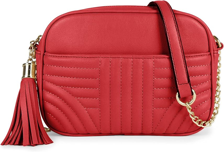 EVVE Quilted Crossbody Bags for Women - Stylish Camera Bag with Tassel - Lightweight Medium Size ... | Amazon (US)