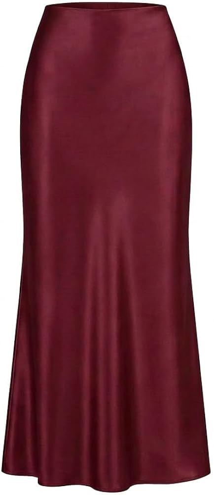 Women's Satin Maxi Skirt Elastic High Waisted Flowy A Line 2026 Summer Silk Black Long Skirts for... | Amazon (US)
