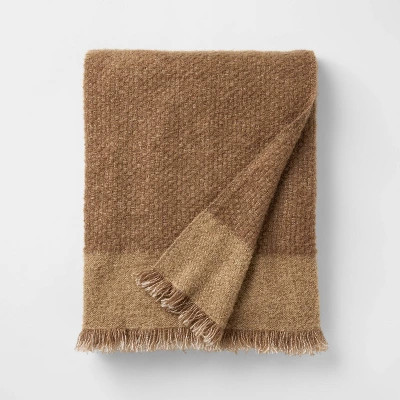 50"x60" Tonal Woven Boucle Throw Blanket Tan - Threshold designed with Studio McGee | Target