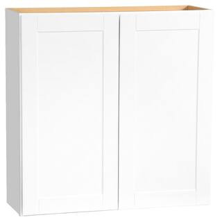 Shaker 36 in. W x 12 in. D x 36 in. H Assembled Wall Kitchen Cabinet in Satin White | The Home Depot