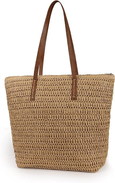 Womens Large Straw Beach Tote Bag Handmade Woven Shoulder Bag Handbag Purse for Summer | Amazon (CA)