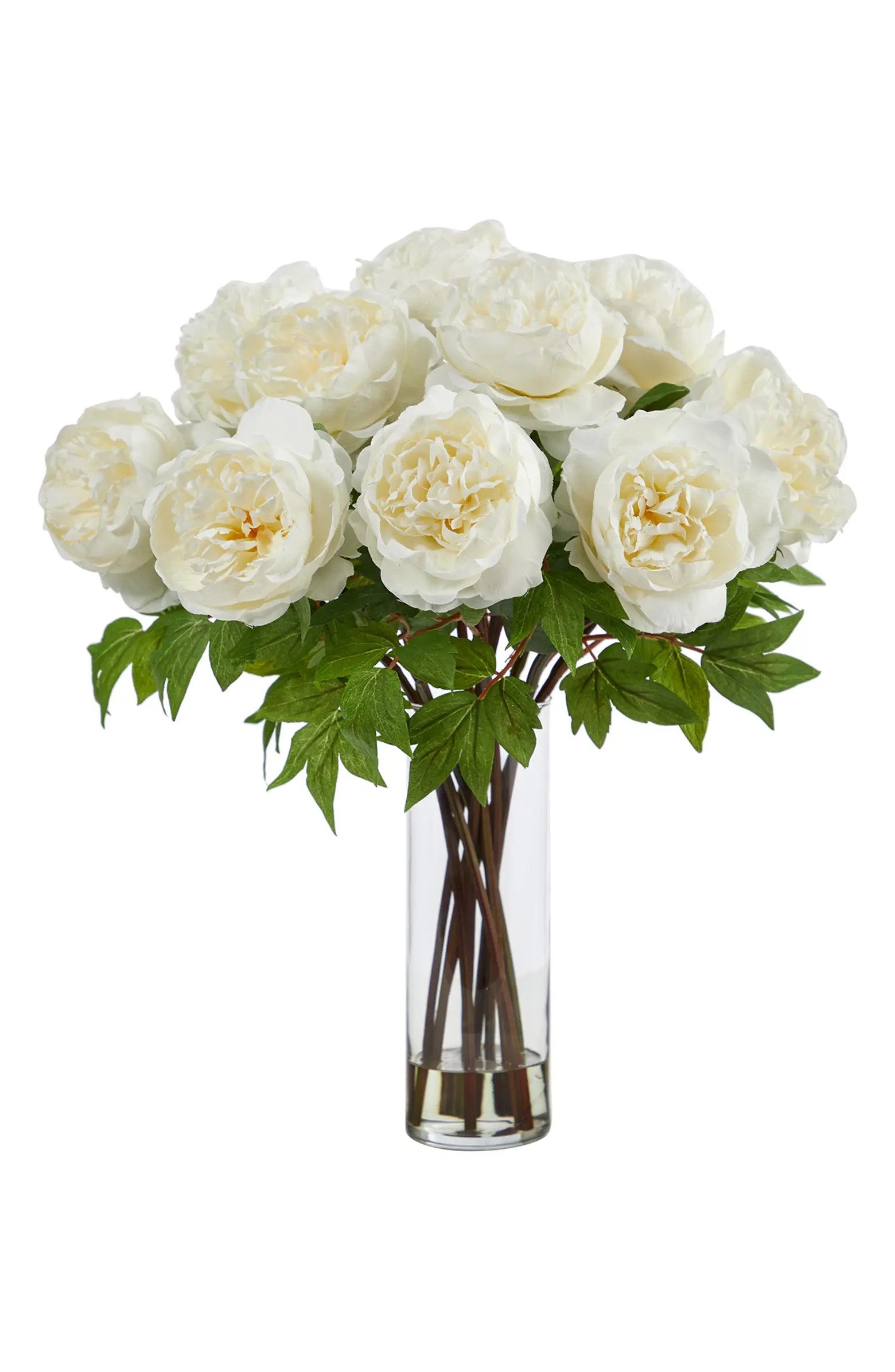 22" Peony Artificial Plant in Glass Vase | Nordstrom Rack