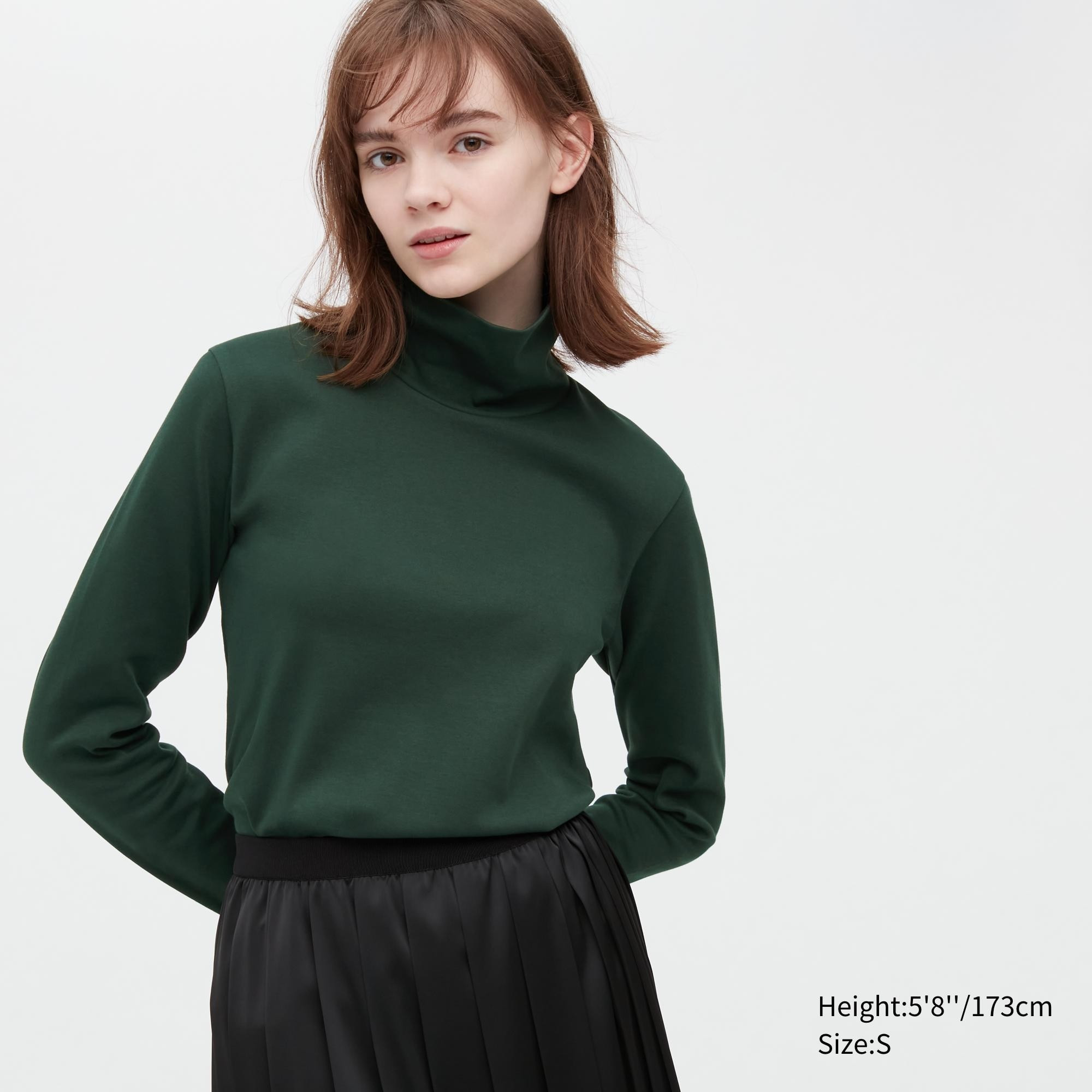 Smooth Stretch Cotton Turtleneck Long-Sleeve T-Shirt | UNIQLO (US)