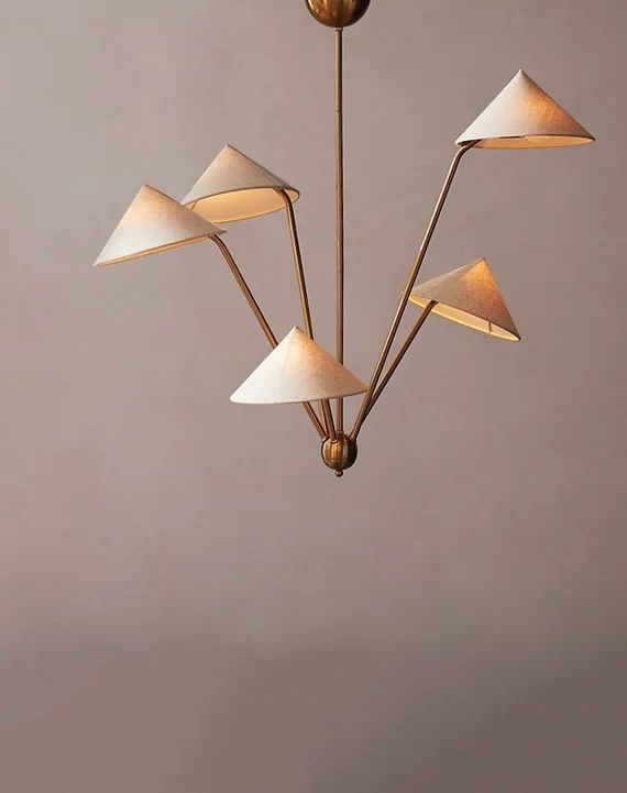 5 Light Art Deco Raw Brass chandelier light Fixture | Etsy (US)