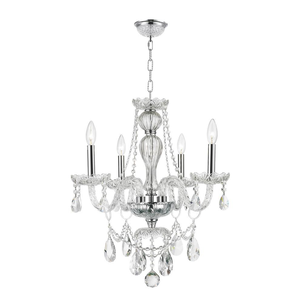 Worldwide Lighting Provence 4-Light Polished Chrome and Clear Crystal Chandelier | The Home Depot
