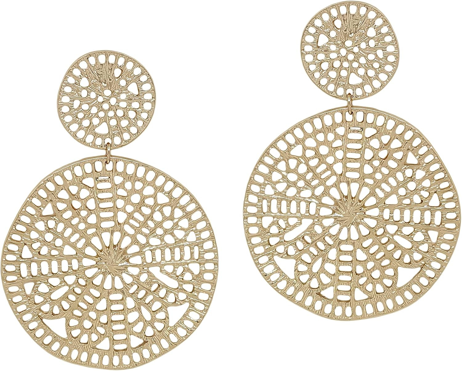 KALLACALLA Filigree Geometric Gold Drop Earrings, Dangle, Gift for Her | Amazon (US)