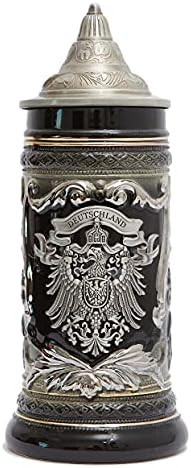 HAUCOZE Beer Stein Mug German Eagle Medallion Drinking Viking Tankard with Petwer Lid for Birthda... | Amazon (US)