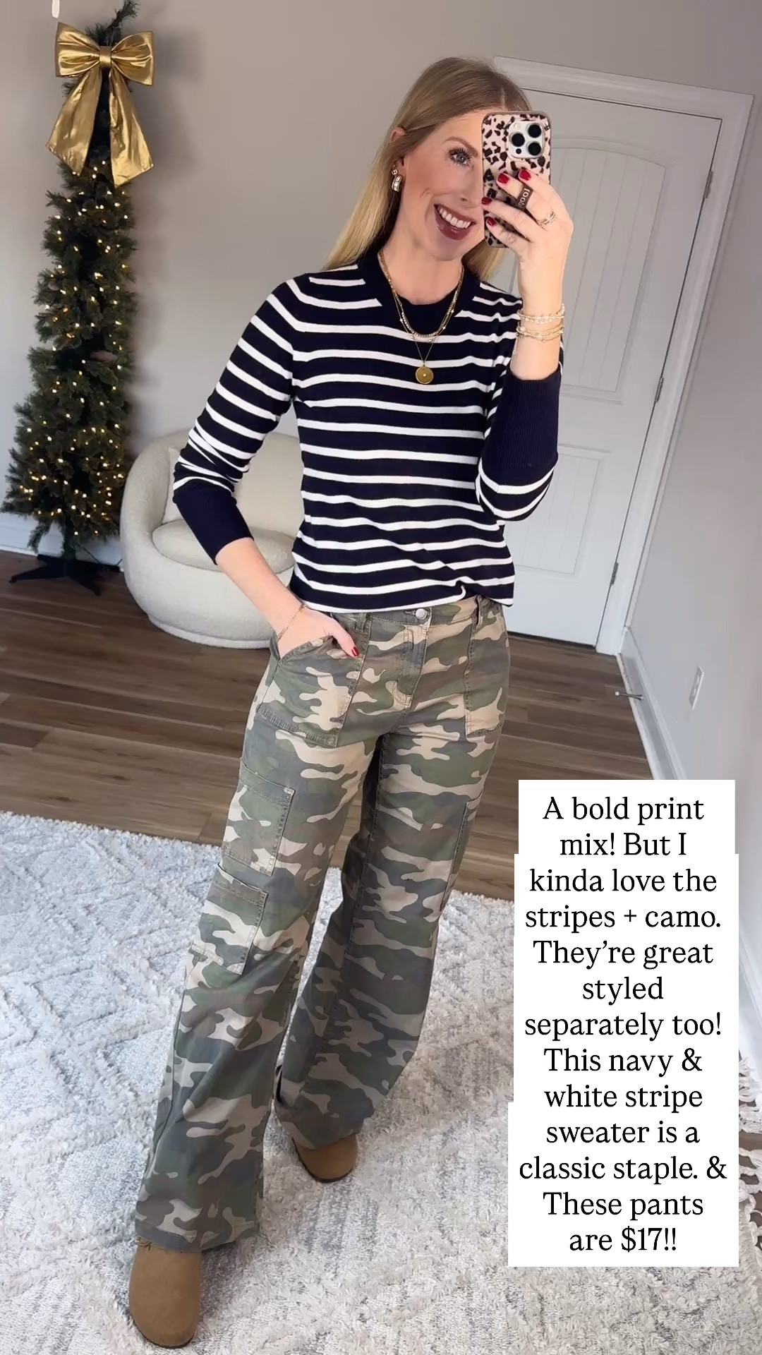 Walmart outfit, Walmart try on, print mix, Walmart fashion, striped sweater, camo pants 

#LTKootd #LTKFindsUnder50