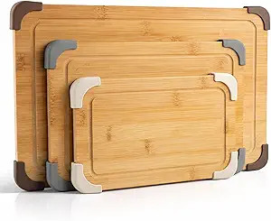 COOK WITH COLOR Non-Slip Cutting Board Set – Kitchen Essentials with Easy Grip Handle for Meat,... | Amazon (US)