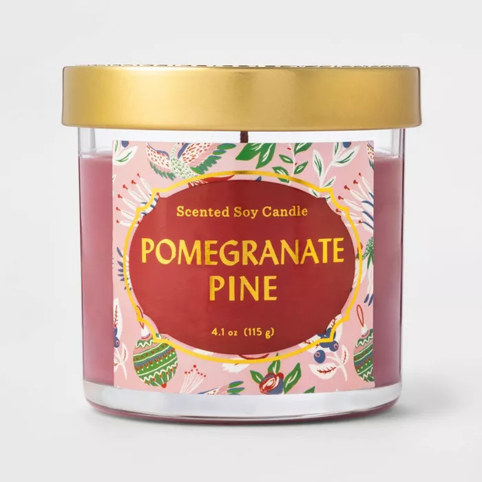 4.1oz Holiday Lidded Glass Jar Candle Pomegranate Pine - Opalhouse™ | Target