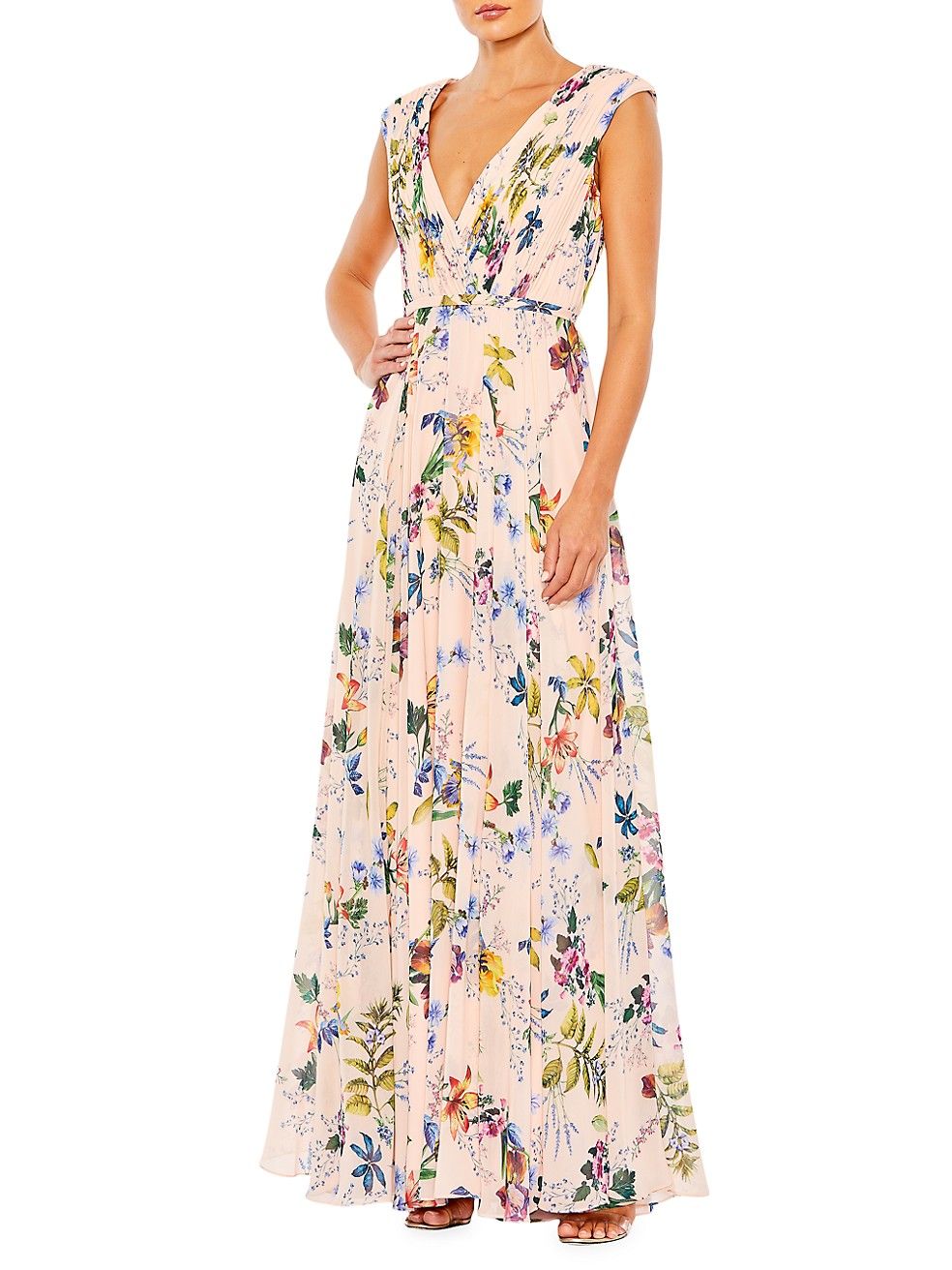 Pleated Floral A-Line Gown | Saks Fifth Avenue