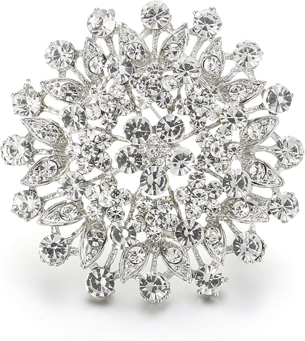 EVER FAITH Women's Austrian Crystal Elegant Flower Leaf Bridal Corsage Brooch Pin | Amazon (US)